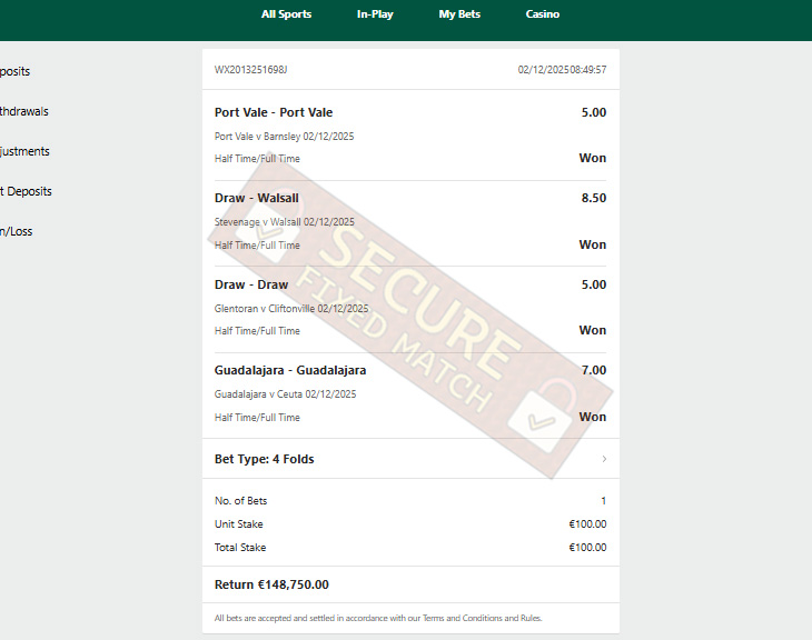 Fixed Match 100% Sure